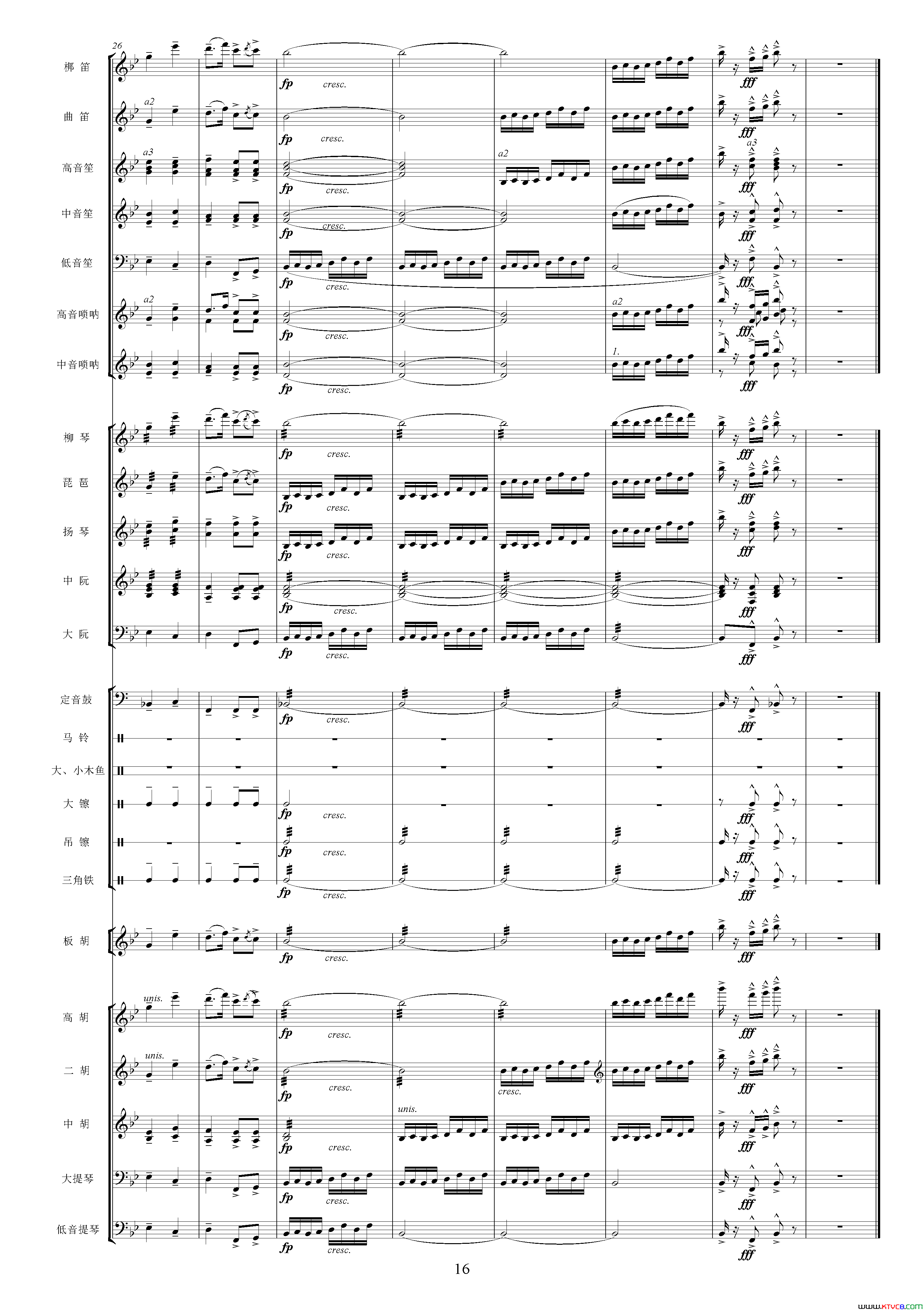 沿着社会主义大道奔前方影片_青松林_主题曲、交响乐队总谱简谱