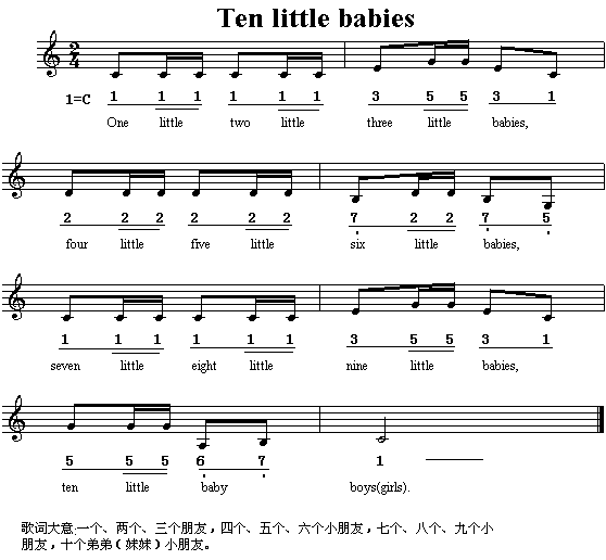 TenLittleBabies简谱