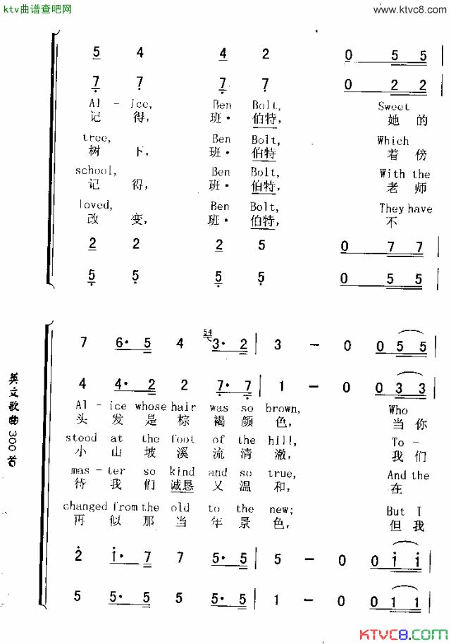 BENBOLT班.伯特简谱