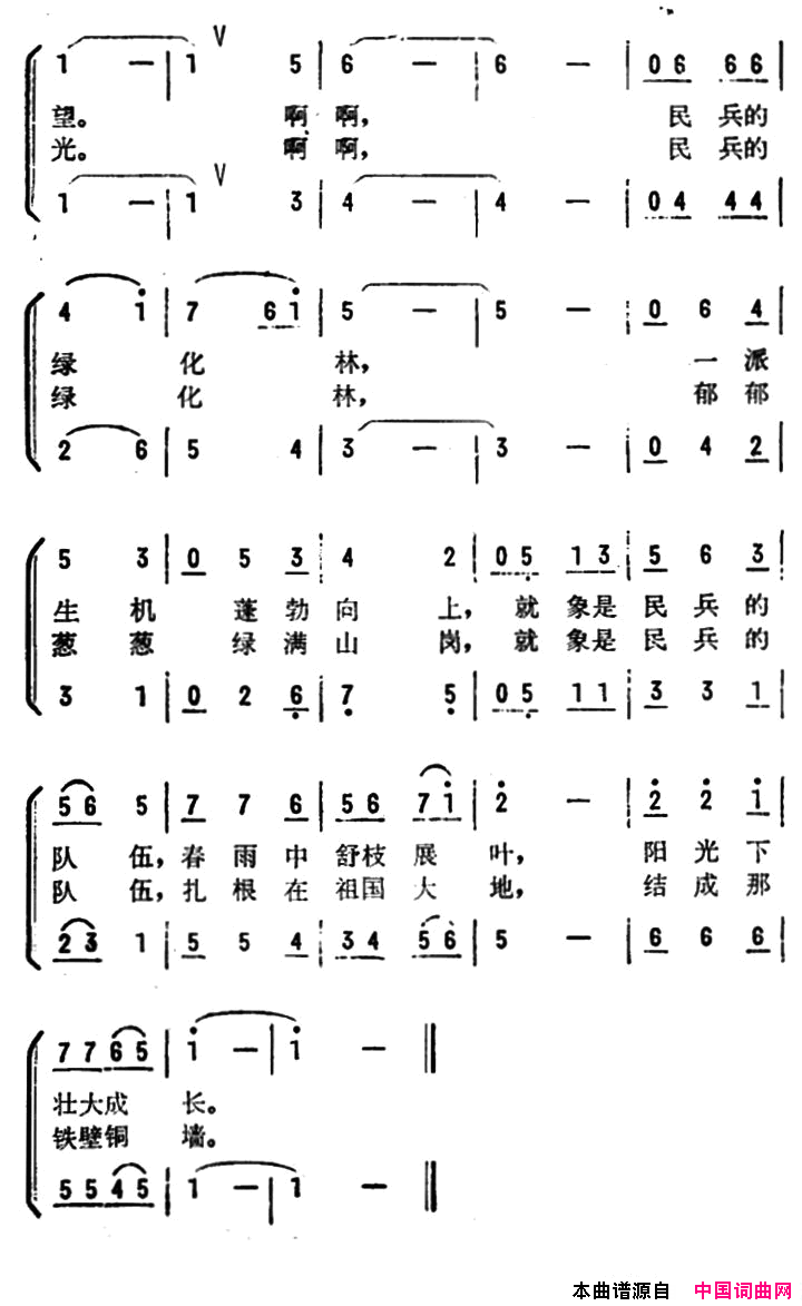 民兵的绿化林简谱