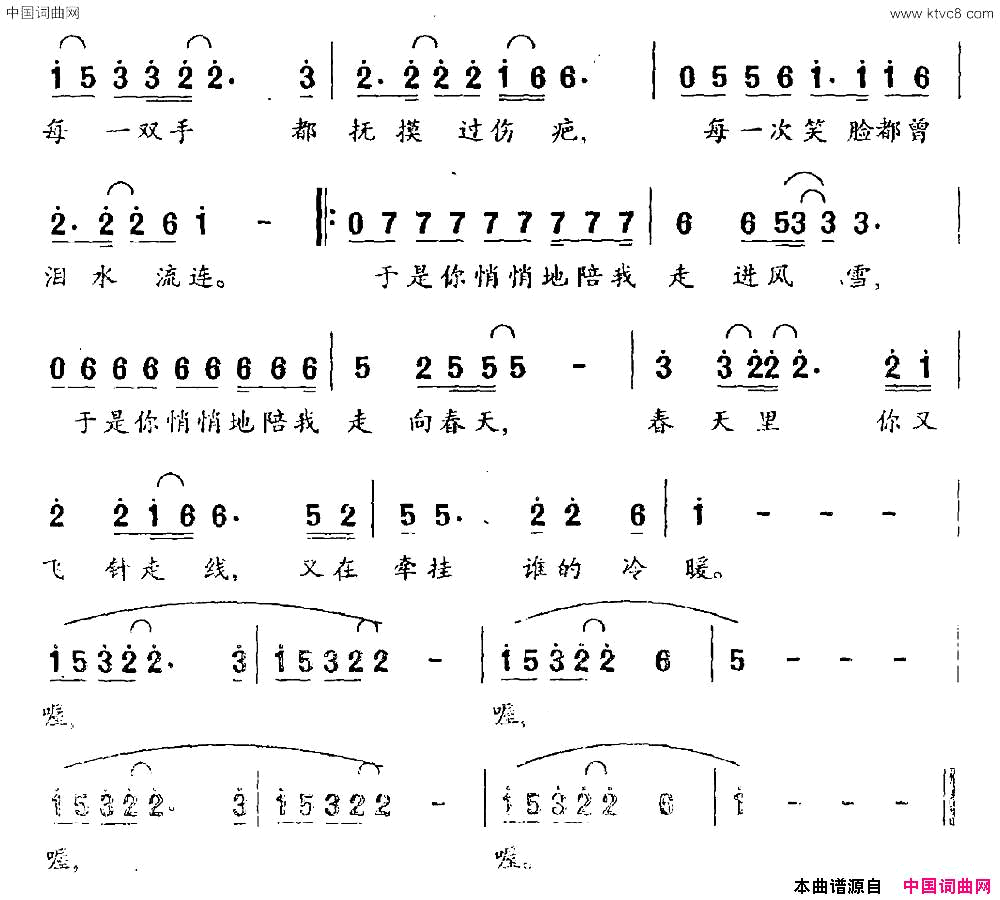 你的深情就在我心田电视剧_吴天祥的故事_片尾曲简谱