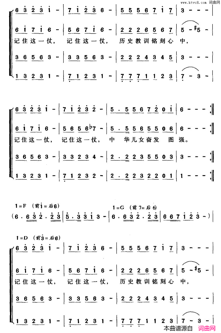 记住这一仗邓永旺词刘普群曲记住这一仗邓永旺词_刘普群曲简谱