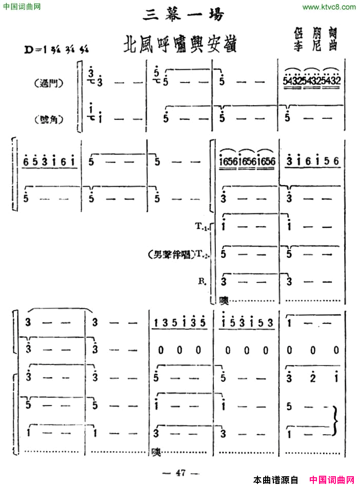 北风呼啸兴安岭歌剧_星星之火_选曲简谱