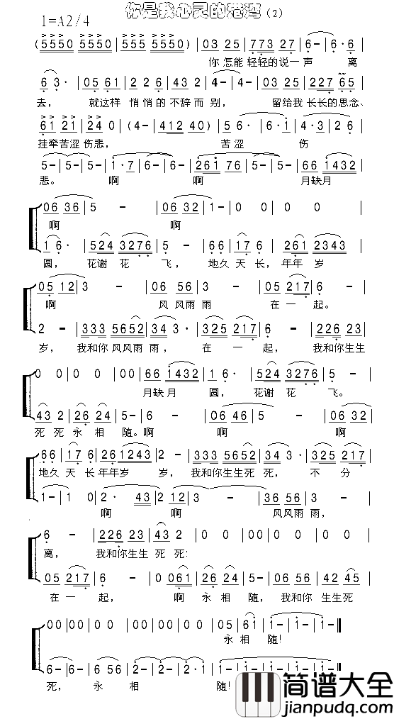 你是我心灵的港湾简谱2简谱_戴玉强演唱