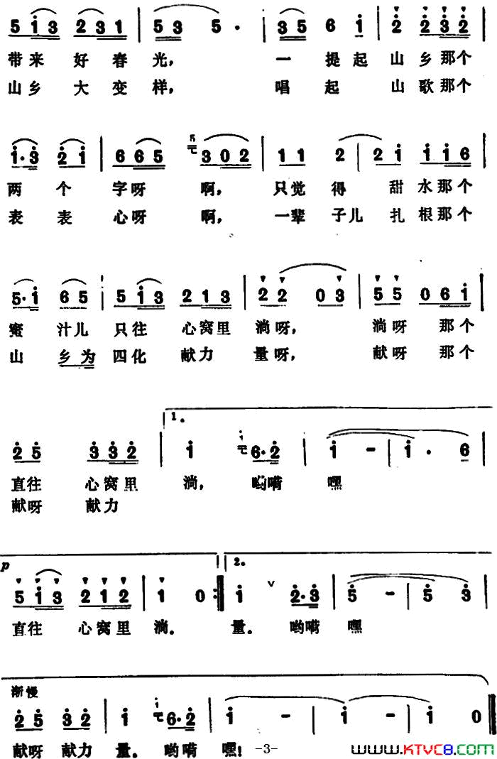 山里青年爱山乡简谱