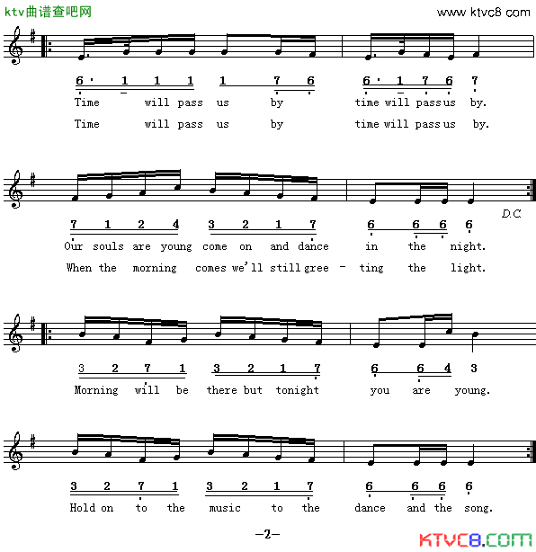 Youthdance青春舞曲英译中文歌曲、线简谱混排版简谱