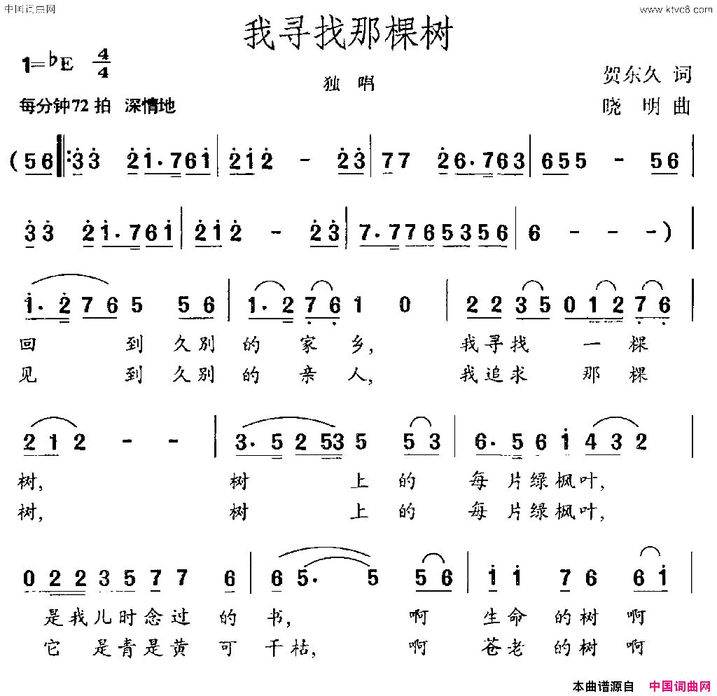 我寻找那棵树简谱