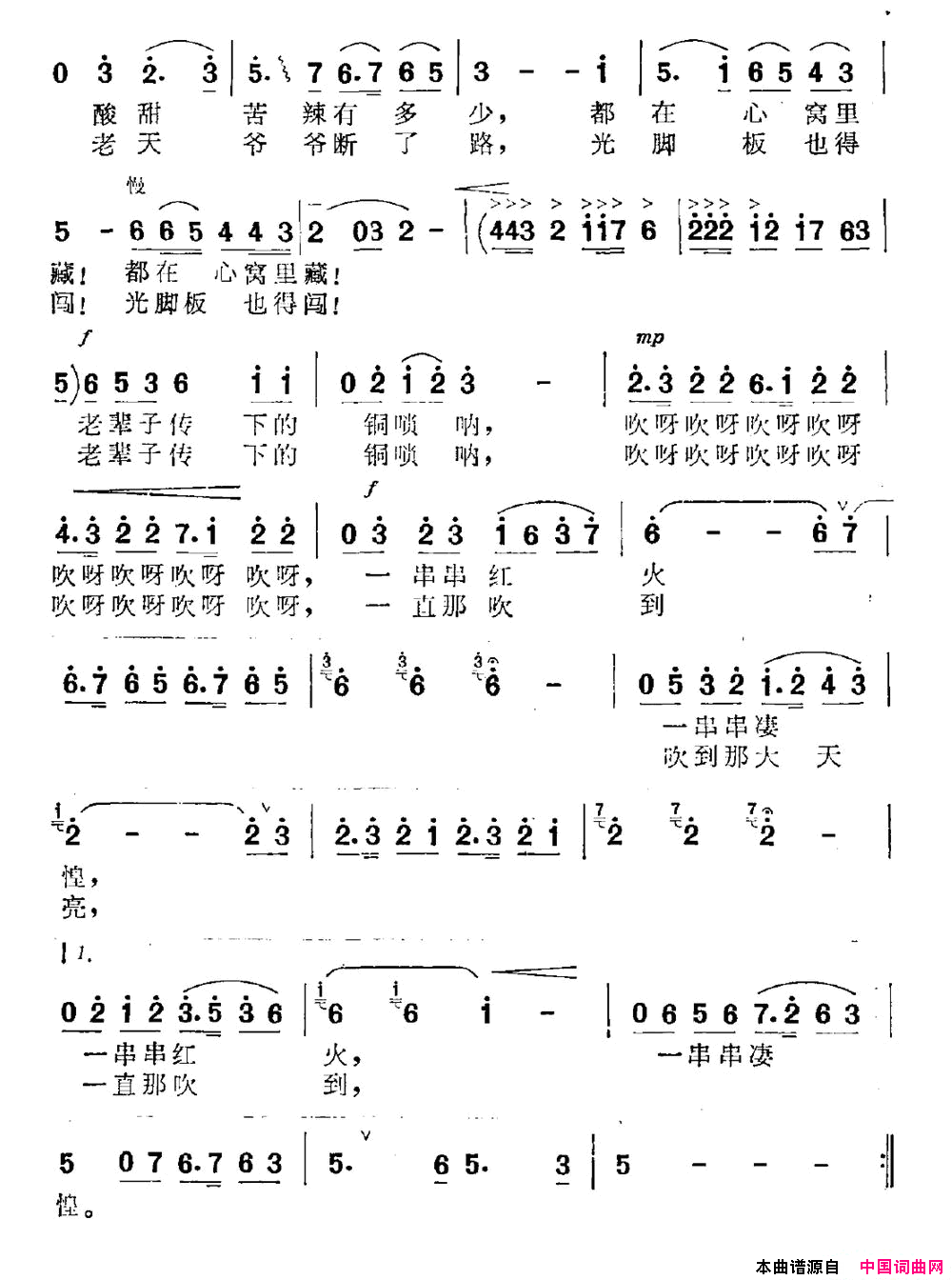 黄河唢呐赵越词洪飞夏平曲黄河唢呐赵越词_洪飞_夏平曲简谱