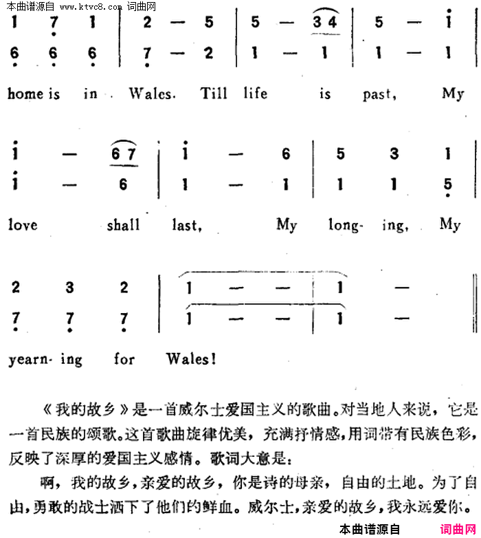 LAND_OF_MY_FATHER我的故乡【威尔士】简谱