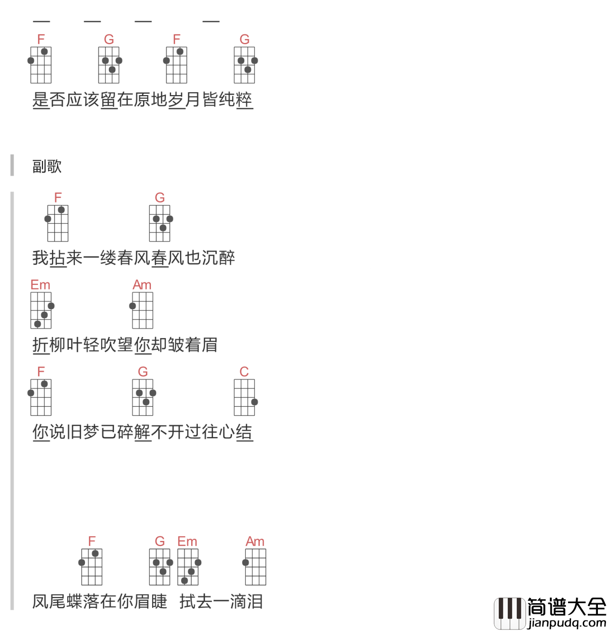 落吉他谱_艾辰_牵起数个芳菲的美丽与哀愁