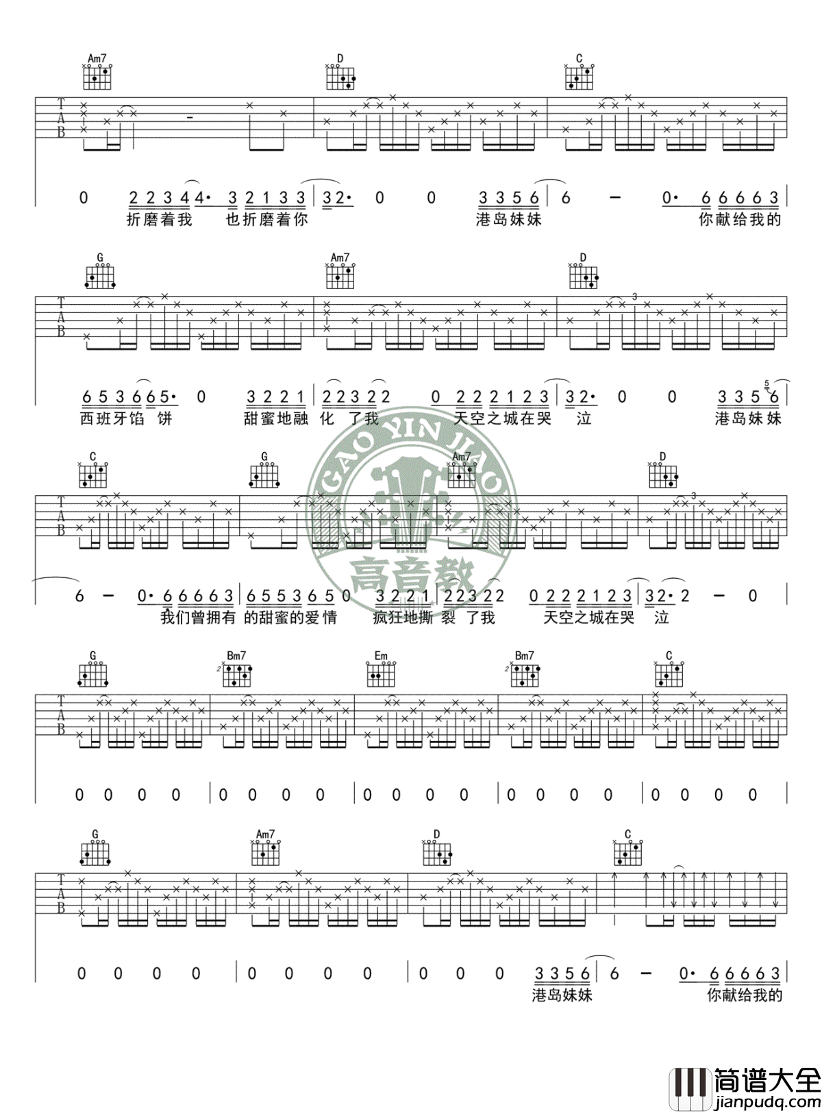 天空之城吉他谱_G调标准版_李志_吉他弹唱教学视频
