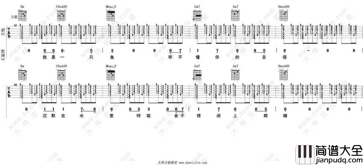 鱼吉他谱_姚贝娜_鱼_吉他弹唱教学讲解
