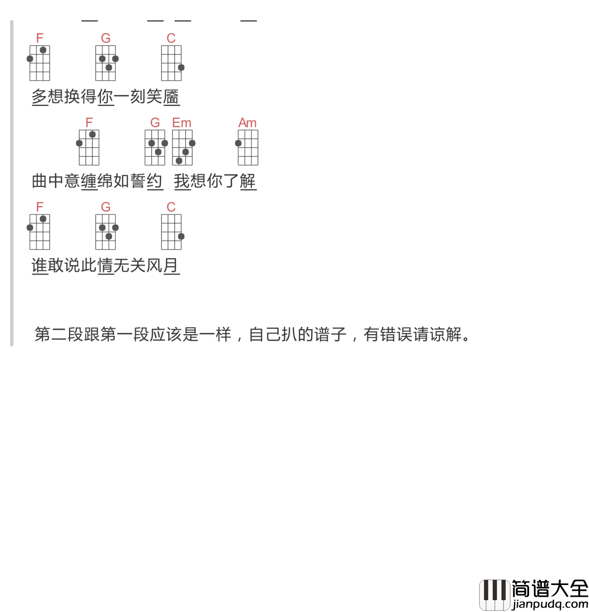 落吉他谱_艾辰_牵起数个芳菲的美丽与哀愁