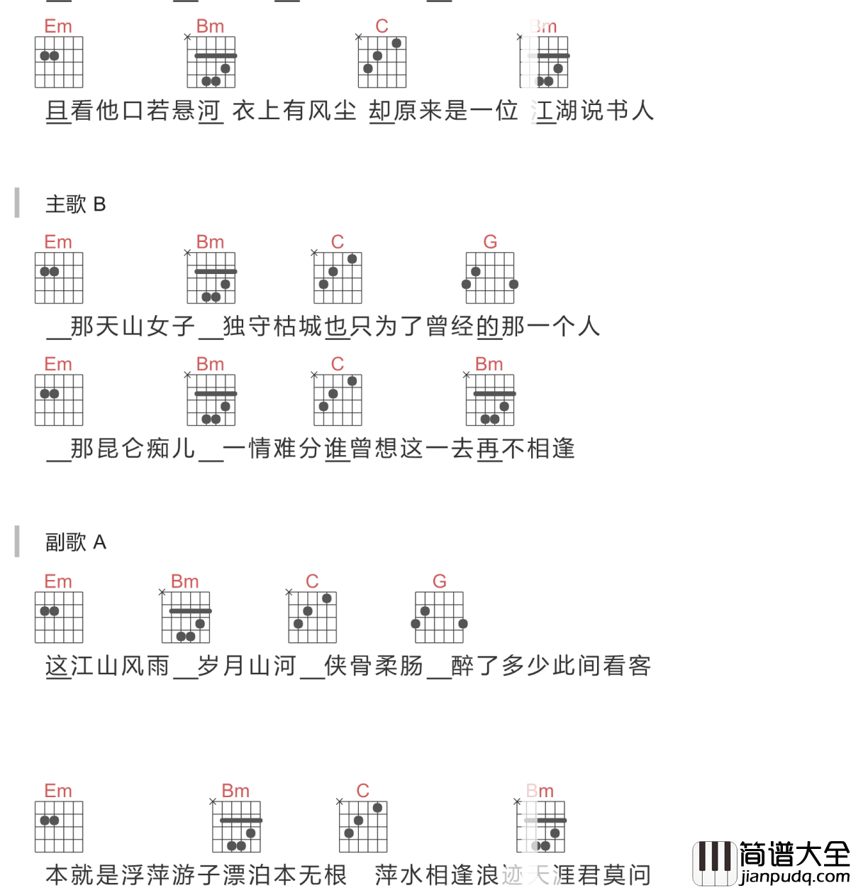 说书人吉他谱_暗杠_让你体会人世间的千态人生