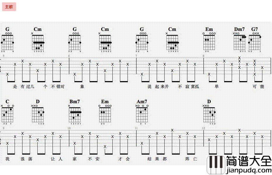 说谎吉他谱_新手简单版_林宥嘉