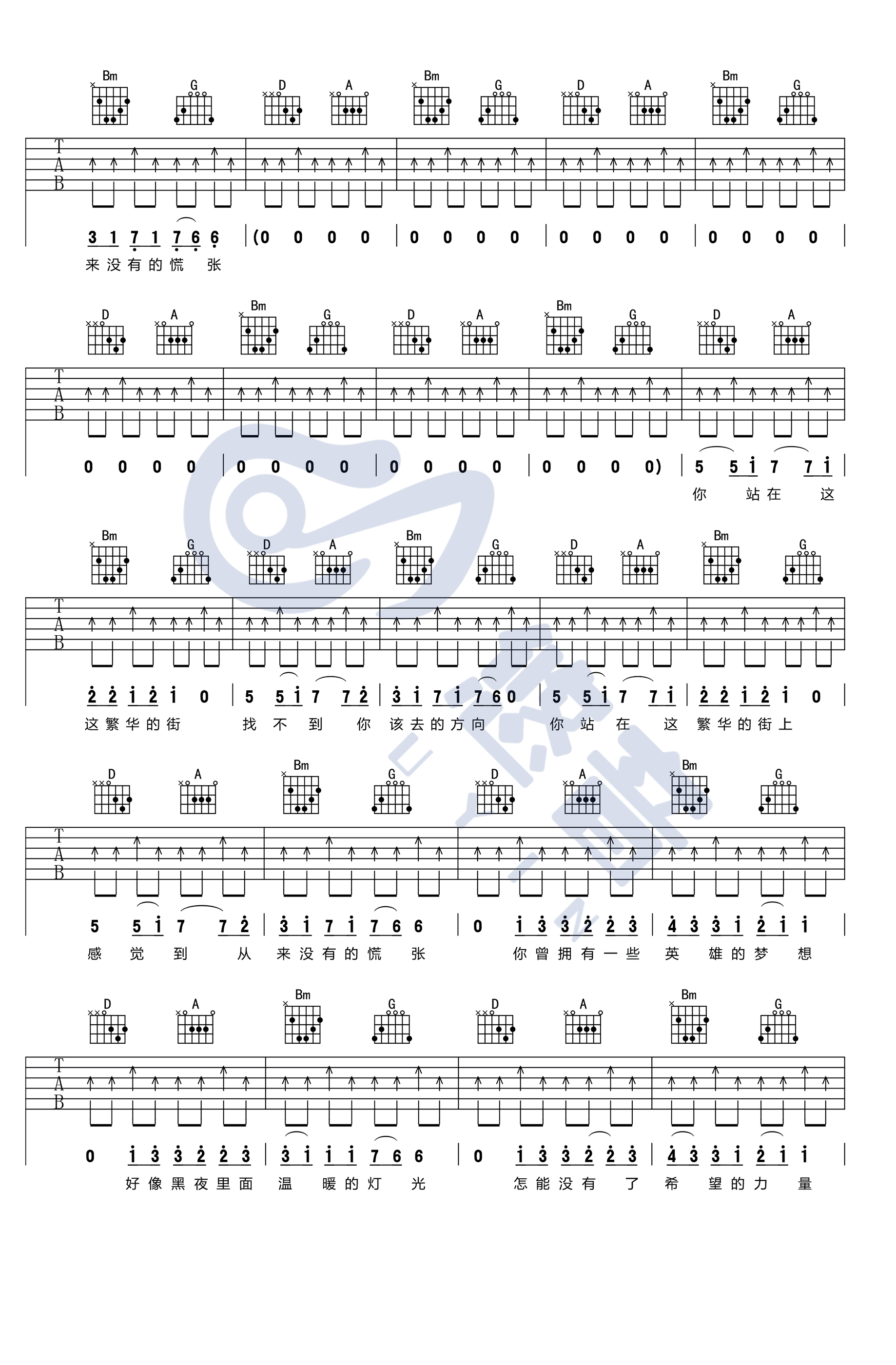 那一年吉他谱_许巍_D调六线谱_弹唱演示视频