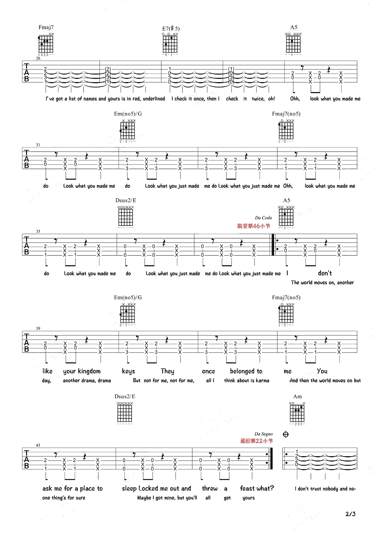 Look_What_You_Made_Me_Do吉他谱_Taylor_吉他弹唱教学视频