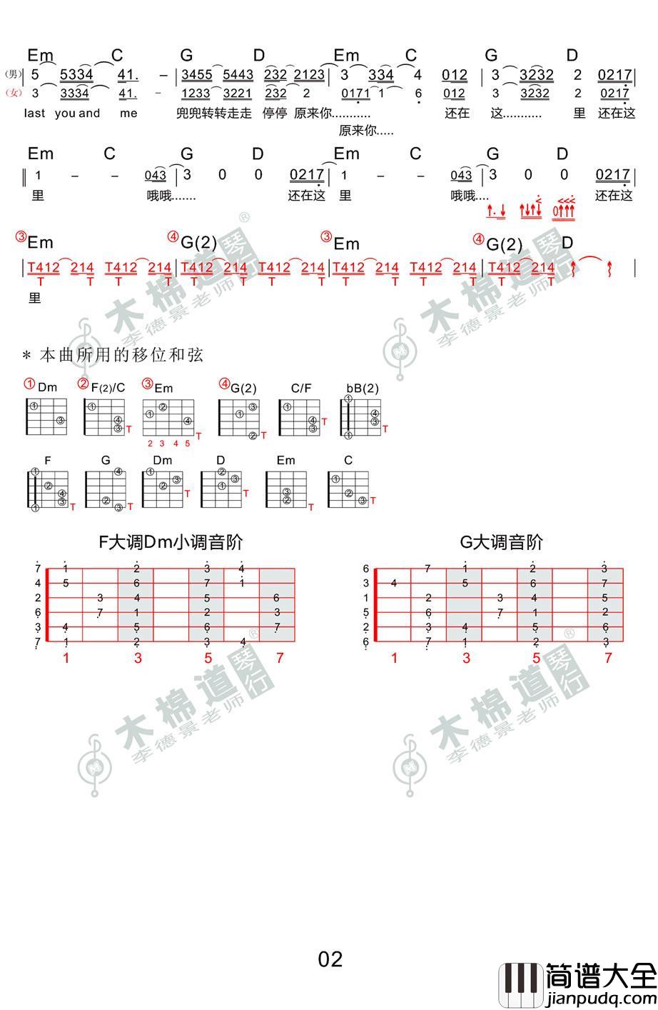 还在这里吉他谱_刘亦菲/王铮亮_致青春2吉他弹唱谱