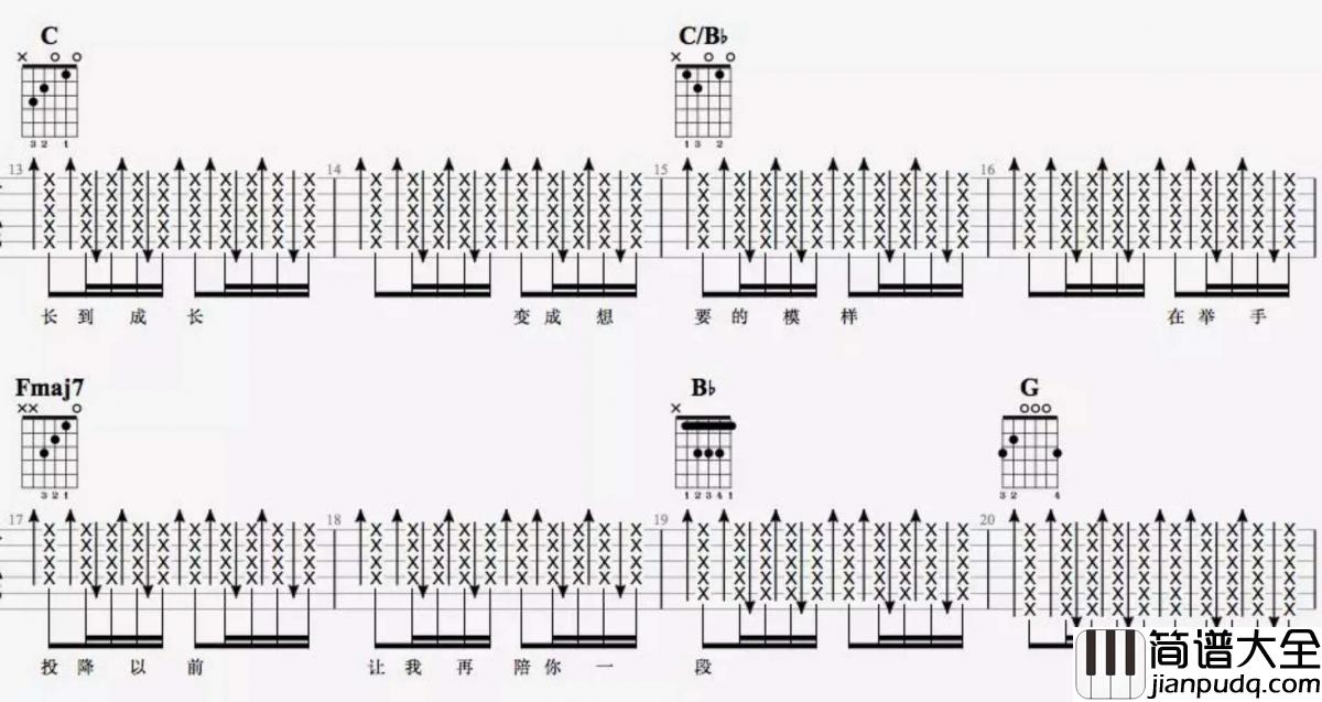 陪你度过漫长岁月_C调吉他谱_陈奕迅