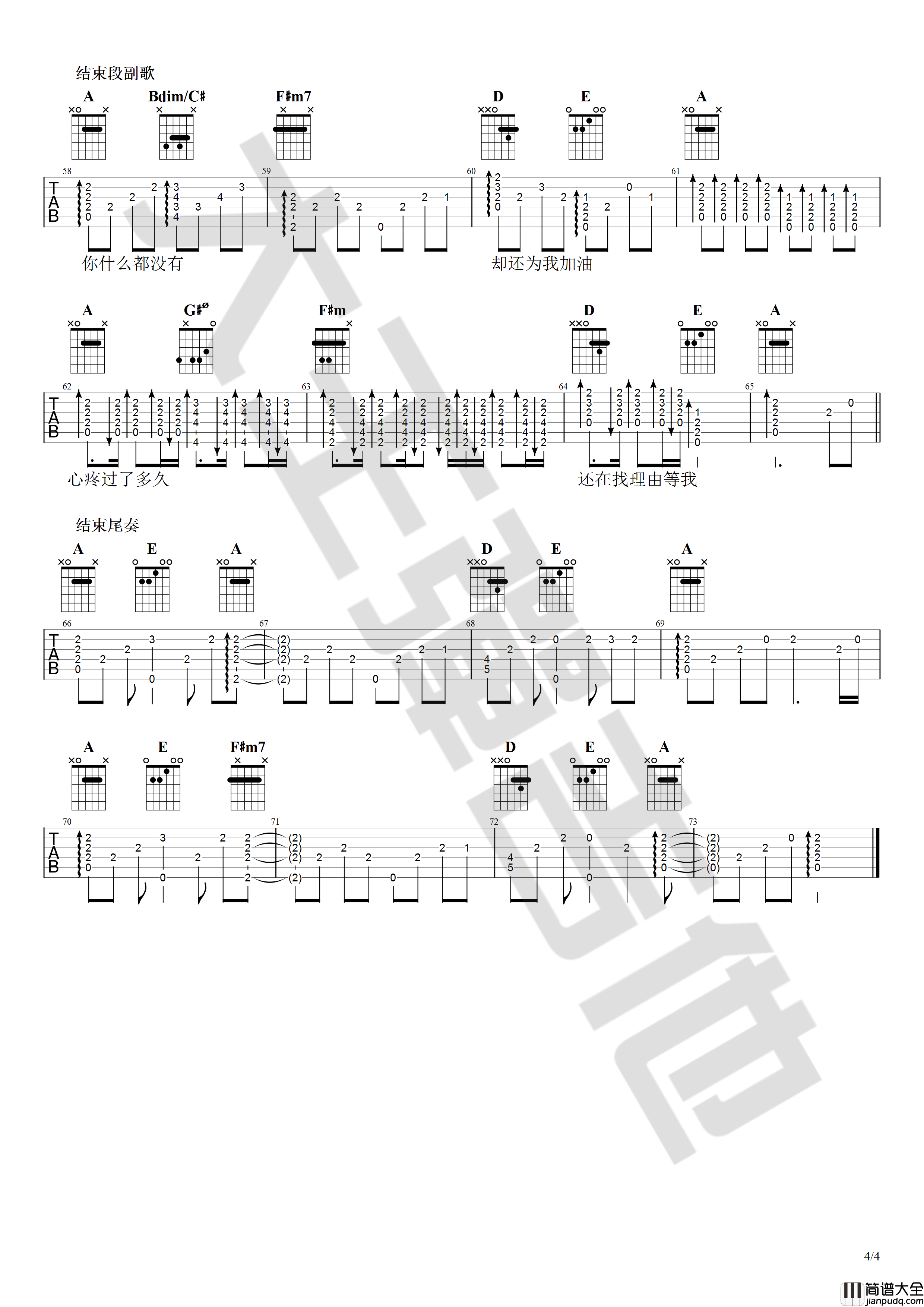 说好不哭吉他谱_A调_大王弹吉他教学弹唱版本_周杰伦