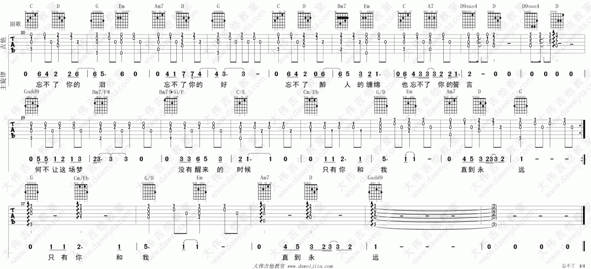 忘不了_G调吉他谱_童安格