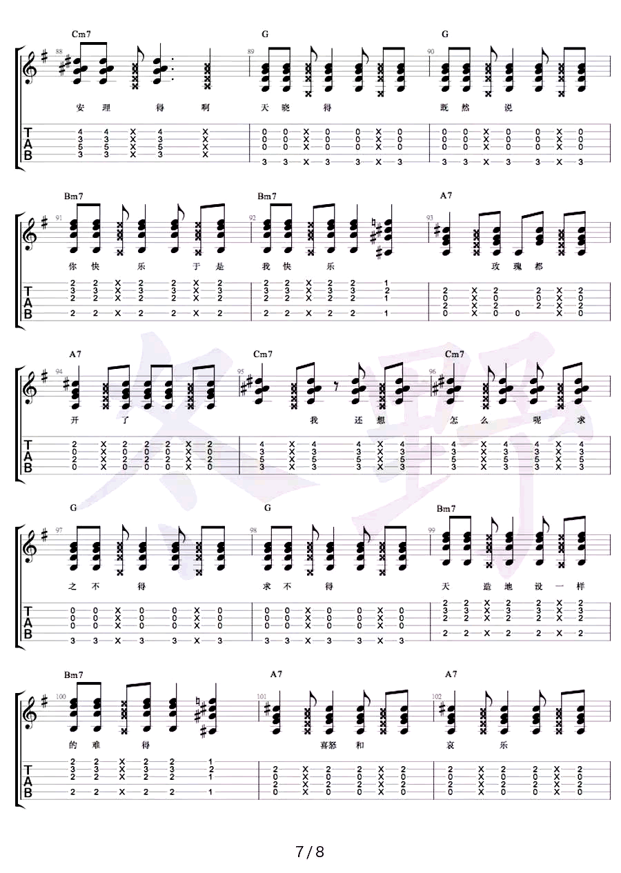 _你快乐所以我快乐_吉他谱_王菲_G调六线谱_吉他弹唱教学