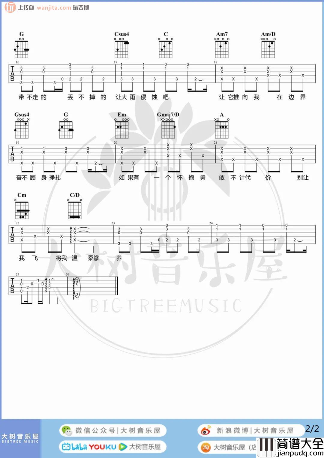 陈绮贞_鱼_吉他谱_吉他弹唱教学/演示视频__鱼_G调原版六线谱