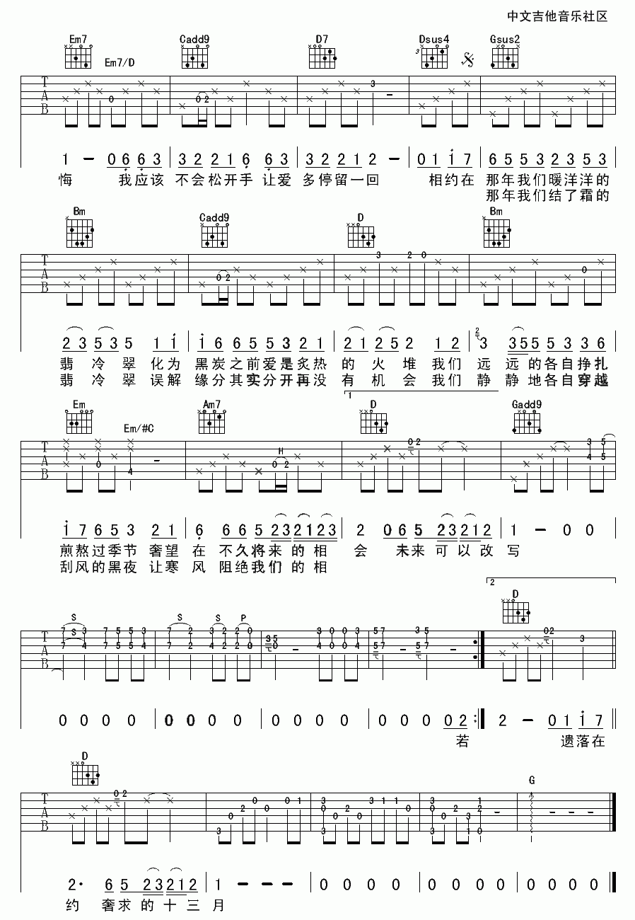 我们的翡冷翠吉他谱__周传雄