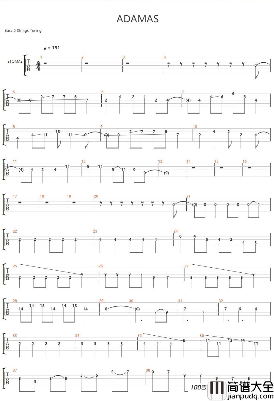 ADAMAS指弹谱_刀剑神域吉他谱_吉他指弹谱solo谱