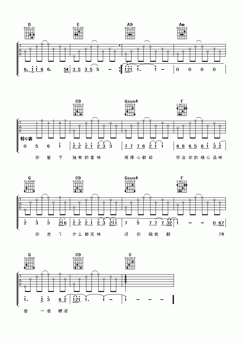 女人香吉他谱__张学友