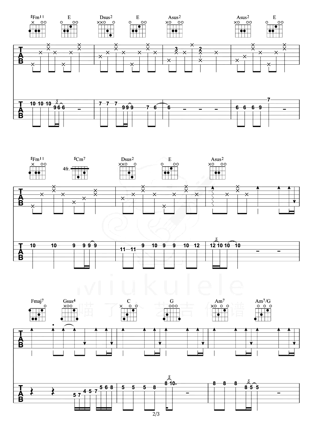 你不要担心指弹谱_请回答1988_吉他指弹演示视频