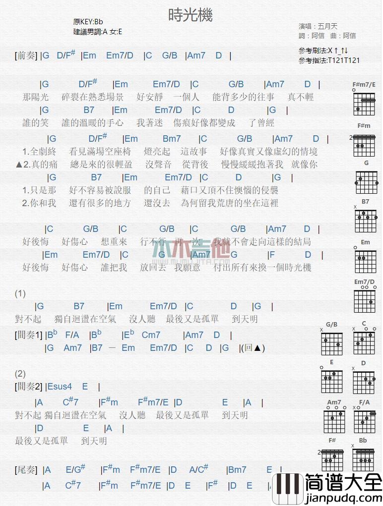 时光机_吉他谱_五月天