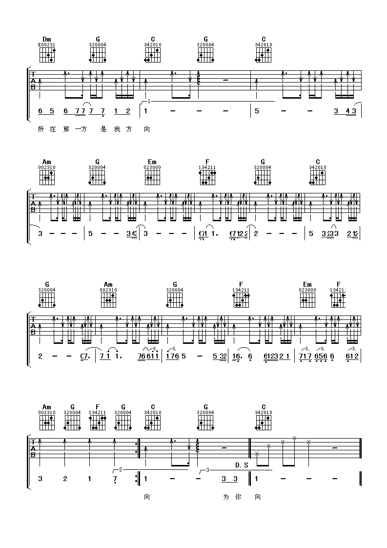 别来无恙吉他谱_C调简单版_阿潘音乐工场编配_谢霆锋