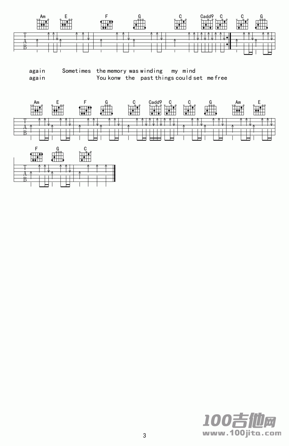 再谈记忆_Say_it_Again_吉他谱_盘尼西林乐队吉他谱