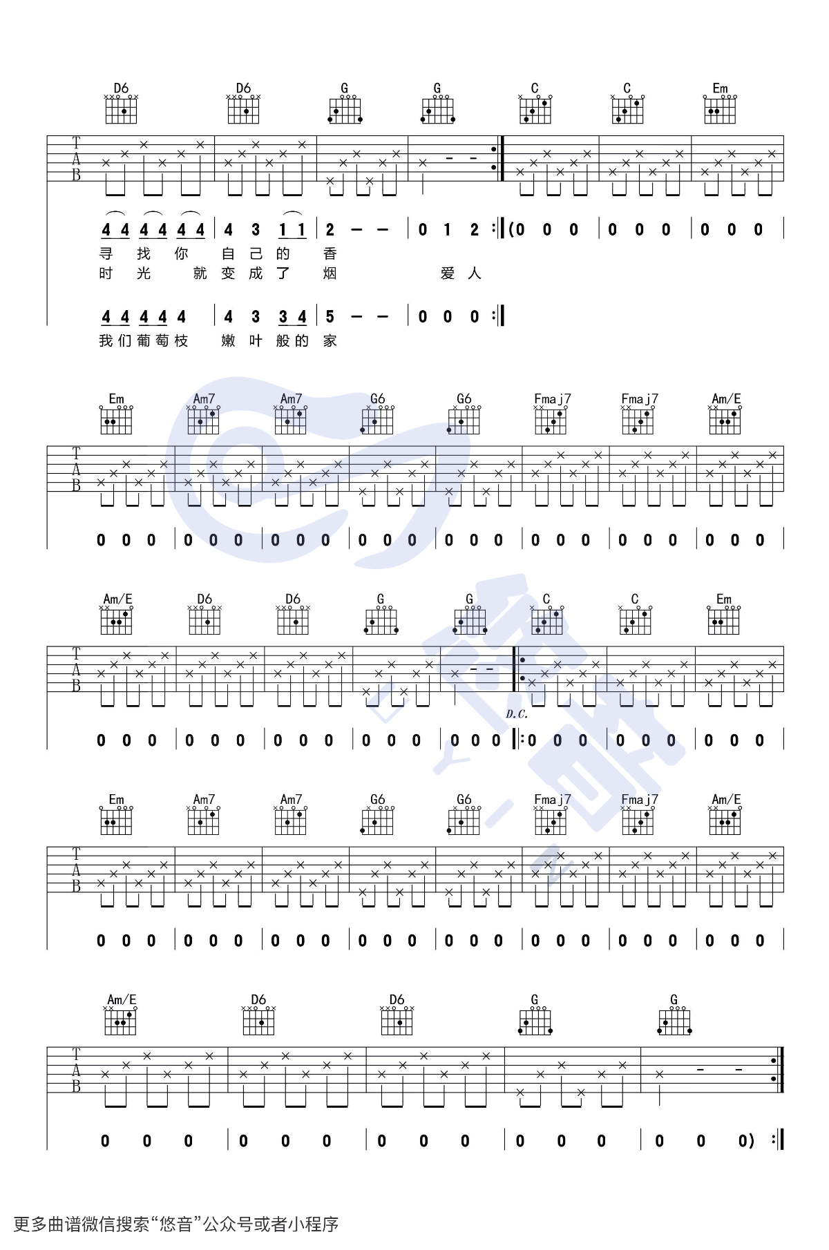 张玮玮_米店_吉他谱_C调指法_弹唱示范视频