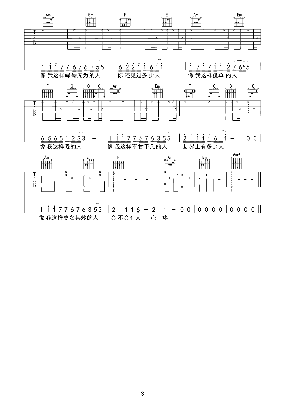 像我这样的人吉他谱_毛不易_C调原版_弹唱教学视频