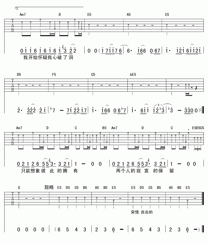两个寂寞吉他谱__伍佰