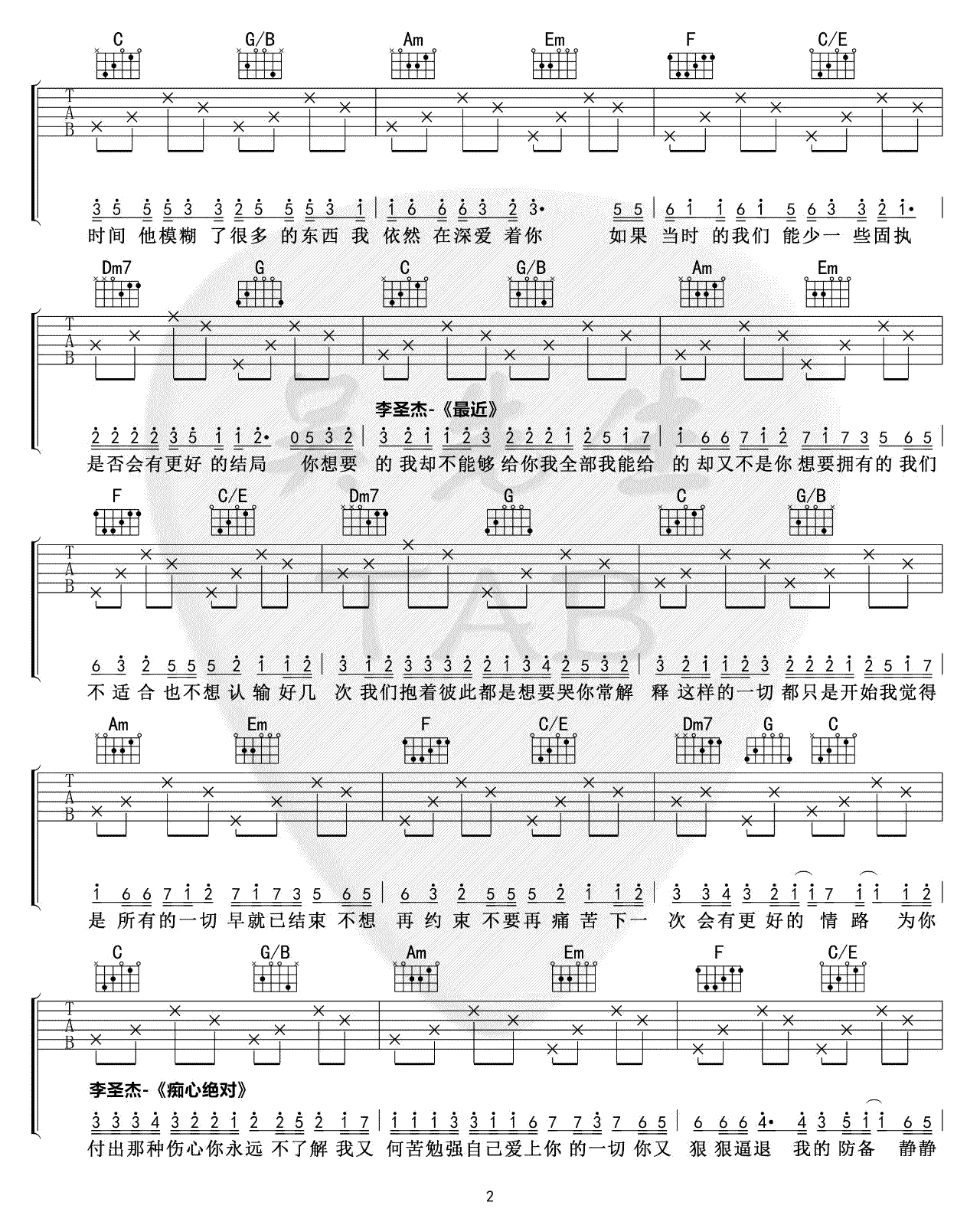 卡农走向歌曲串烧吉他谱_15634145和弦进行_弹唱谱