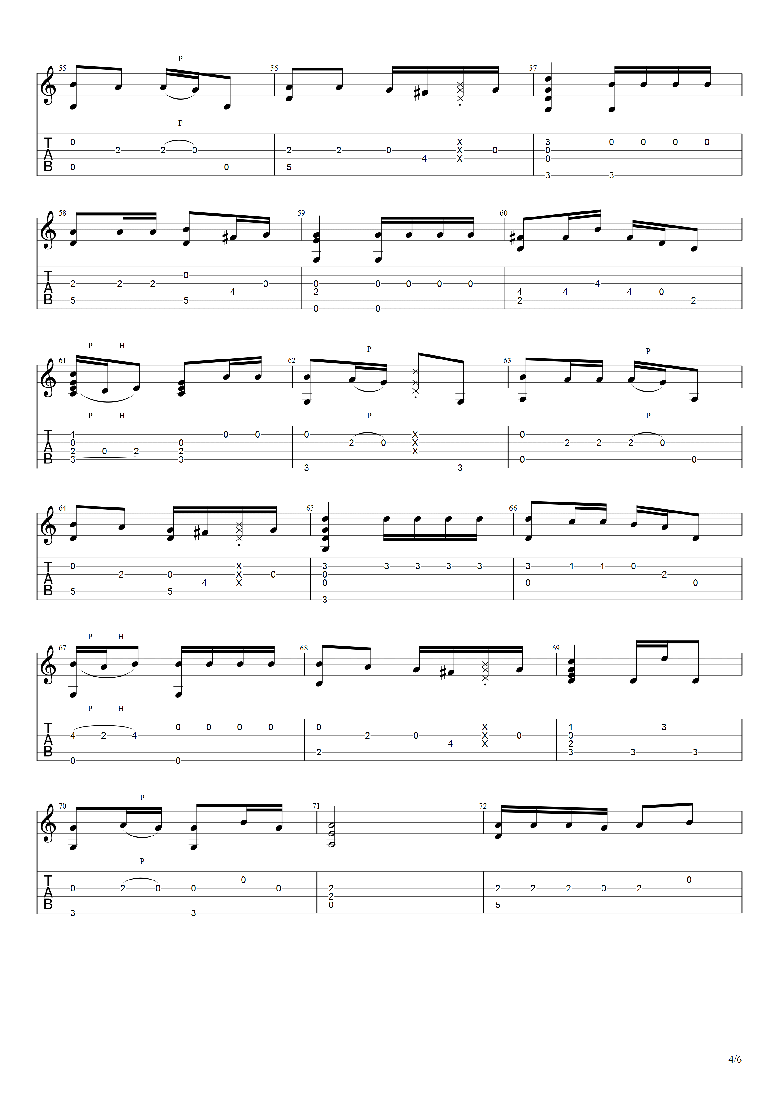 _清新的小女孩_G调吉他谱_指弹独奏谱_缅甸神曲