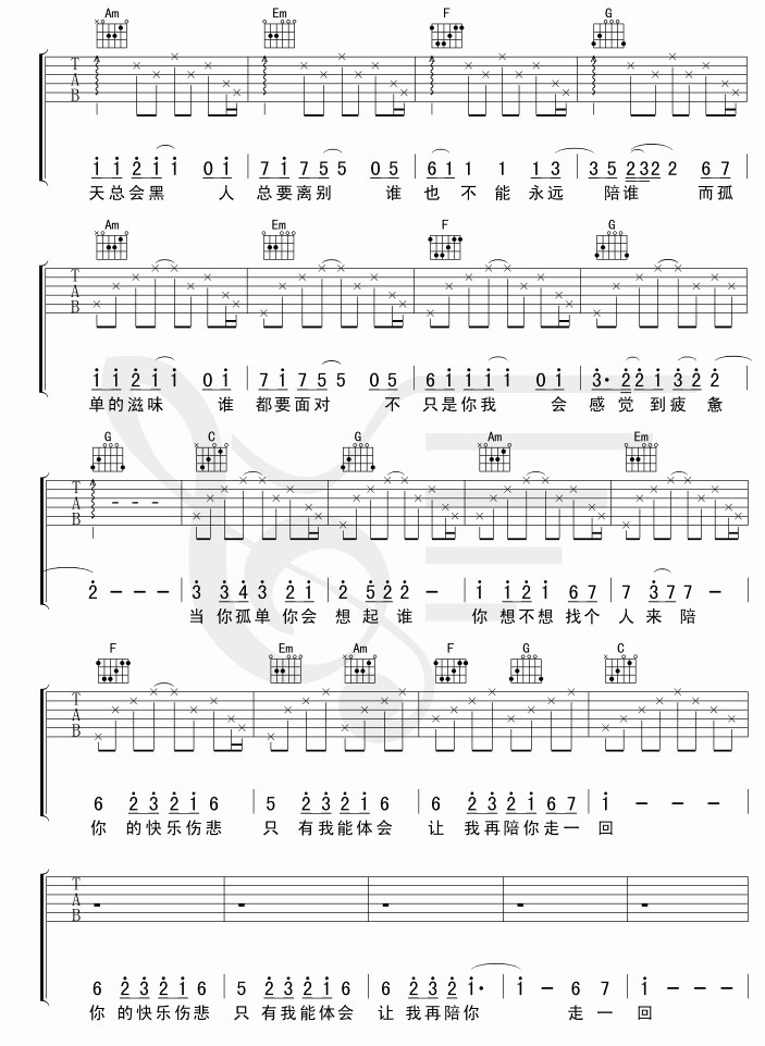 张栋梁_当你孤单你会想起谁吉他谱_C调_简单版