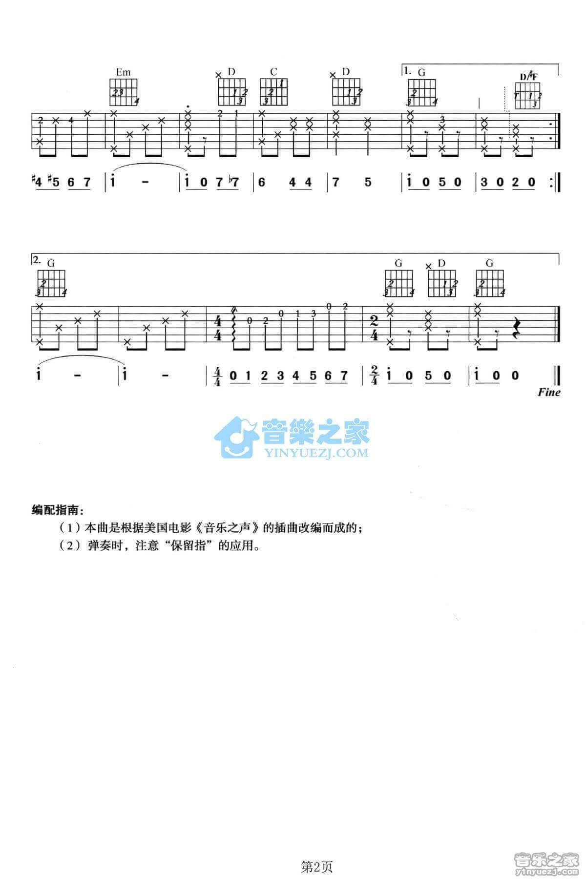 哆唻咪吉他谱_C调六线谱_美国歌曲