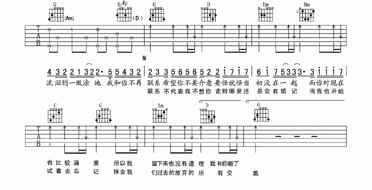 夏天_不再联系吉他谱