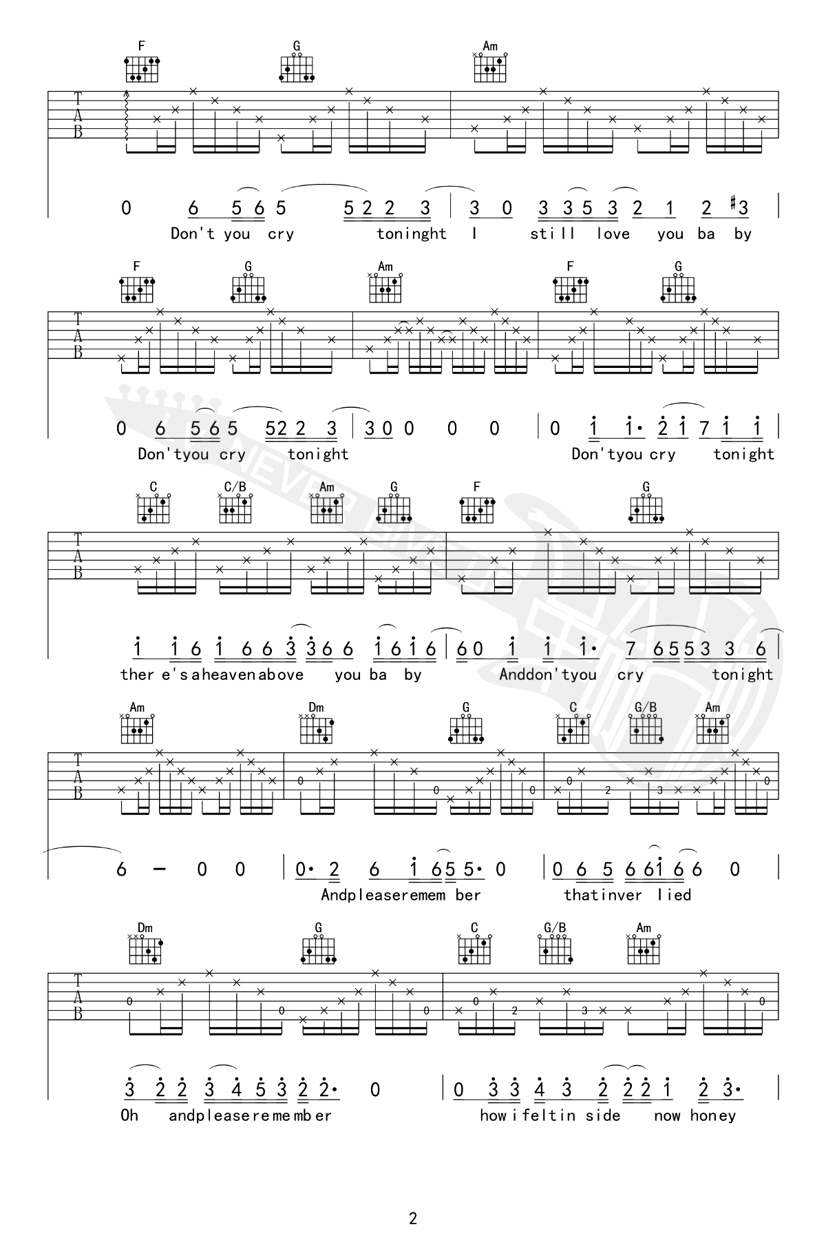 Don't_Cry吉他谱_枪花乐队_经典英文歌曲_弹唱六线谱