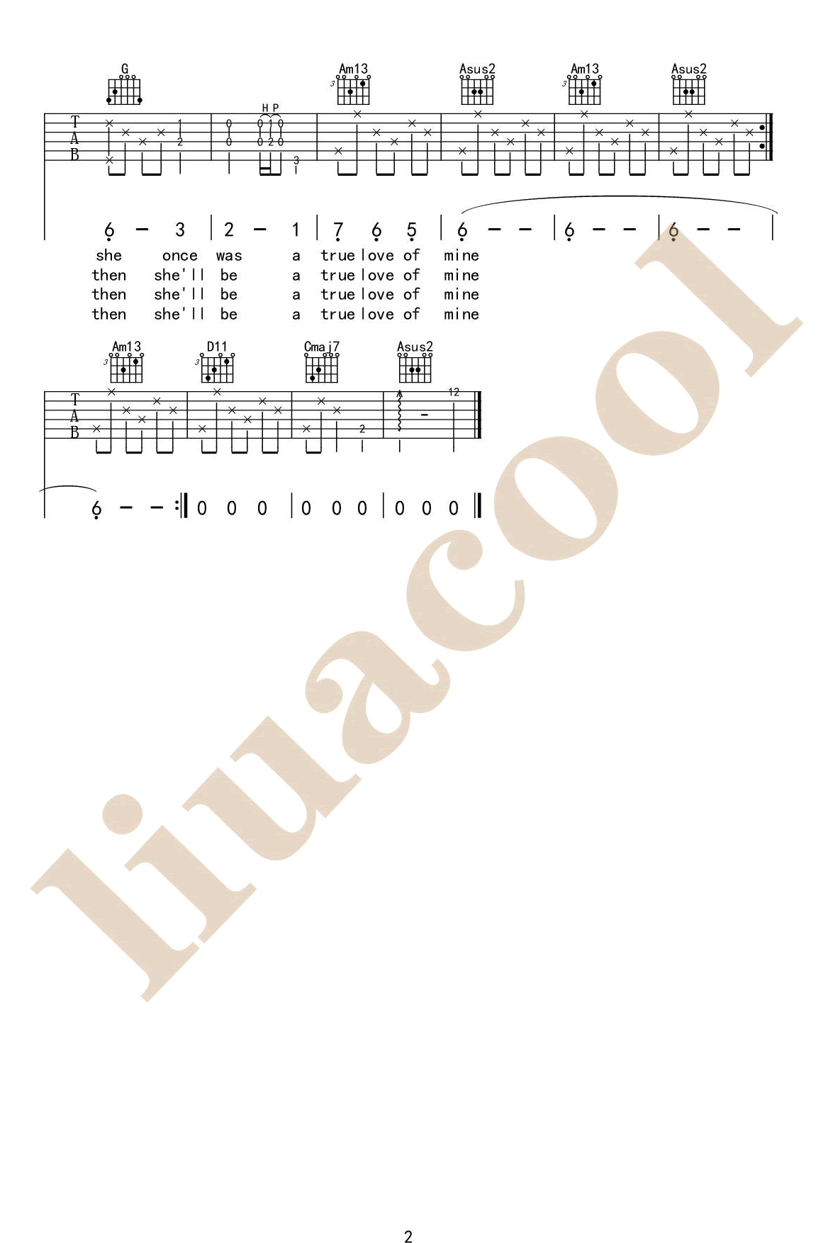 斯卡布罗集市吉他谱_C调六线谱_licacool编配_Scarborough_Fair