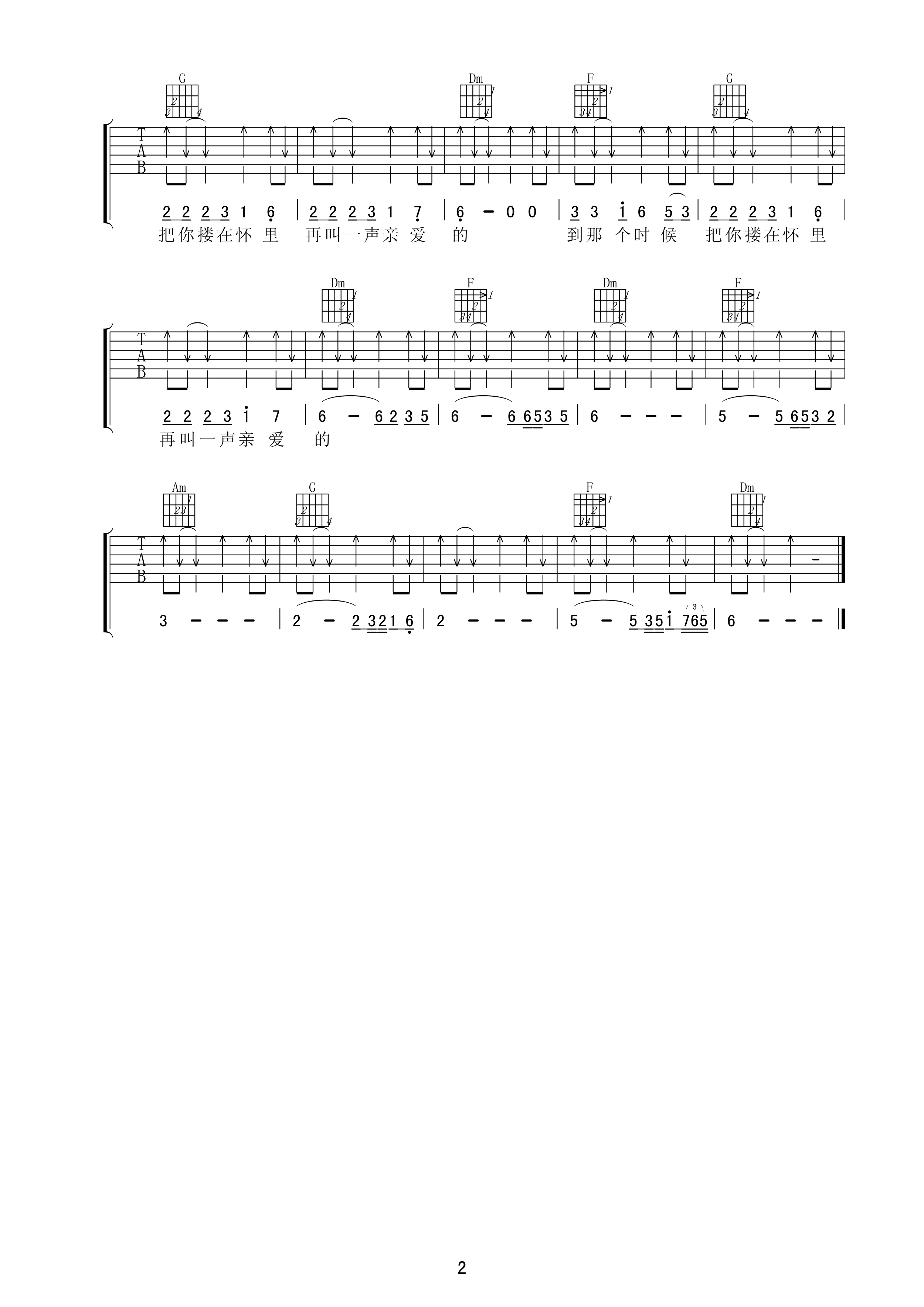 闯码头吉他谱_F调扫弦版_梦断弦音编配_大哲