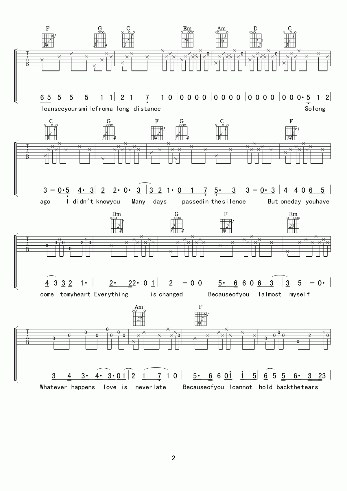 So_long_ago吉他谱_吉他伴奏弹唱谱