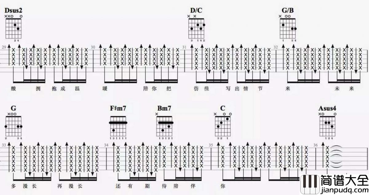 陪你度过漫长岁月_D调吉他谱_陈奕迅