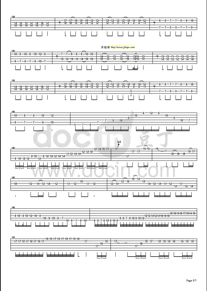 川吉他谱吉他指弹谱_原调六线谱_空中狂欢节