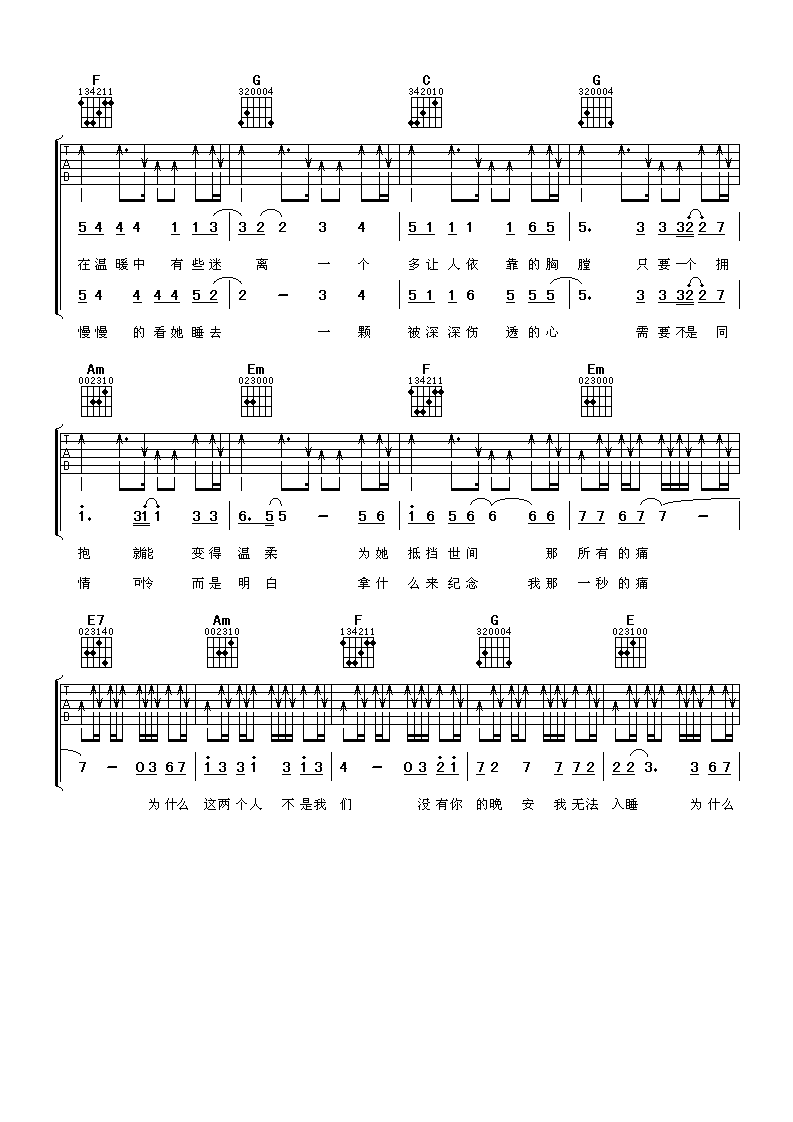 不是我们吉他谱_C调附前奏_阿潘音乐工场编配_吕骏