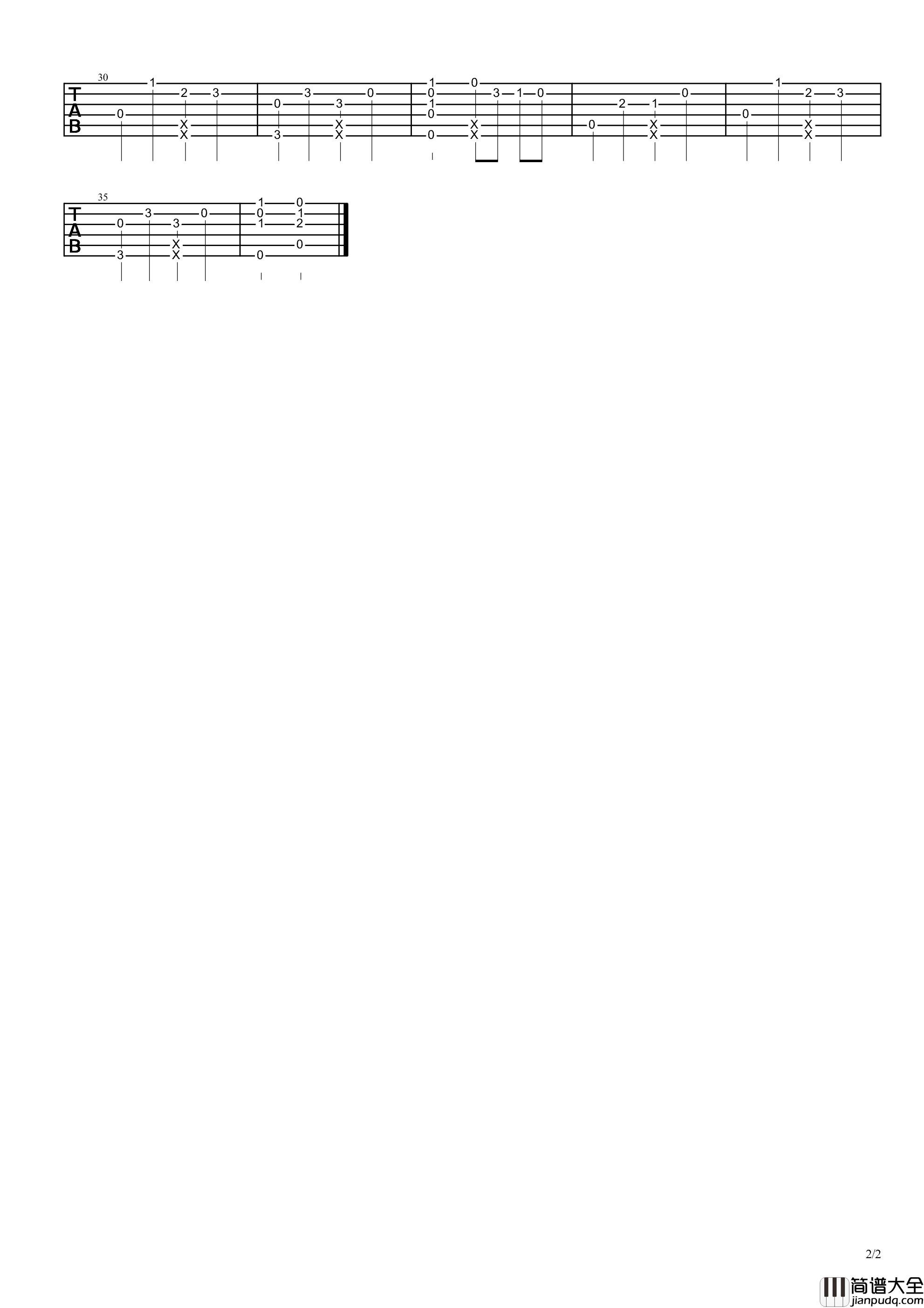 _TVB白色强人_主题曲吉他谱